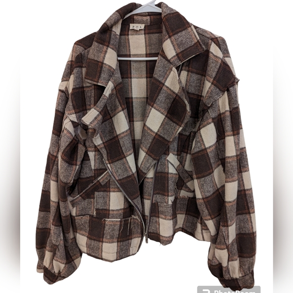 POL Brown Checkered Moto Jacket Sz Medium - Picture 4 of 9